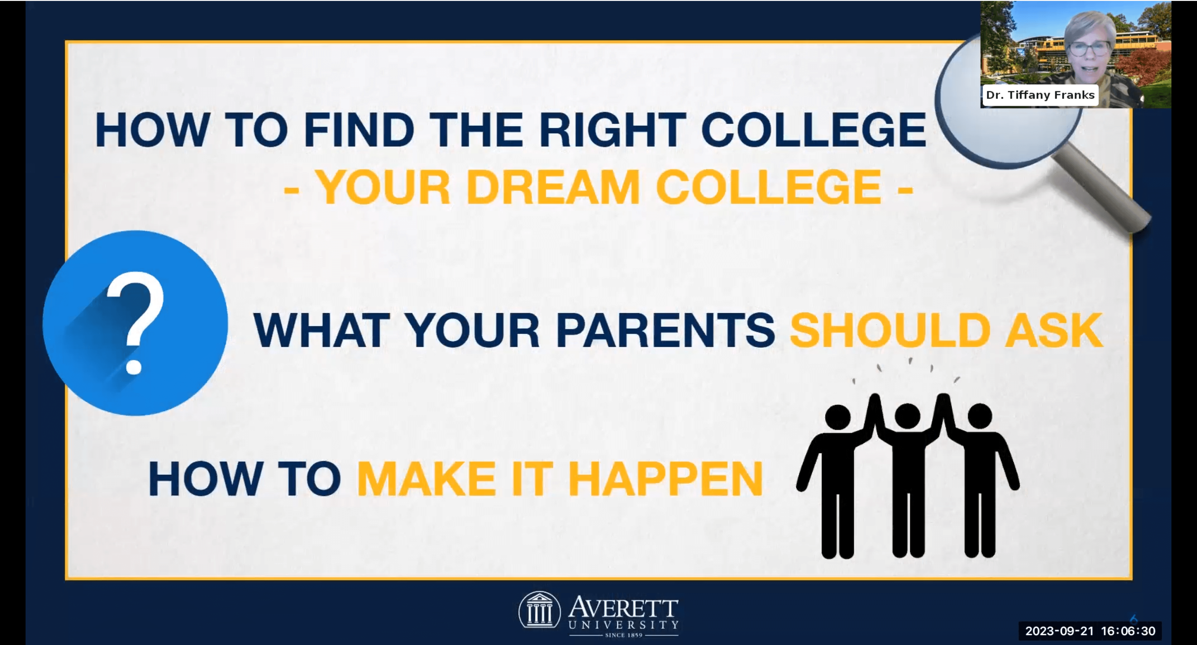 Pro tips for finding your dream college, what parents should ask, and how to make it happen. Let's g